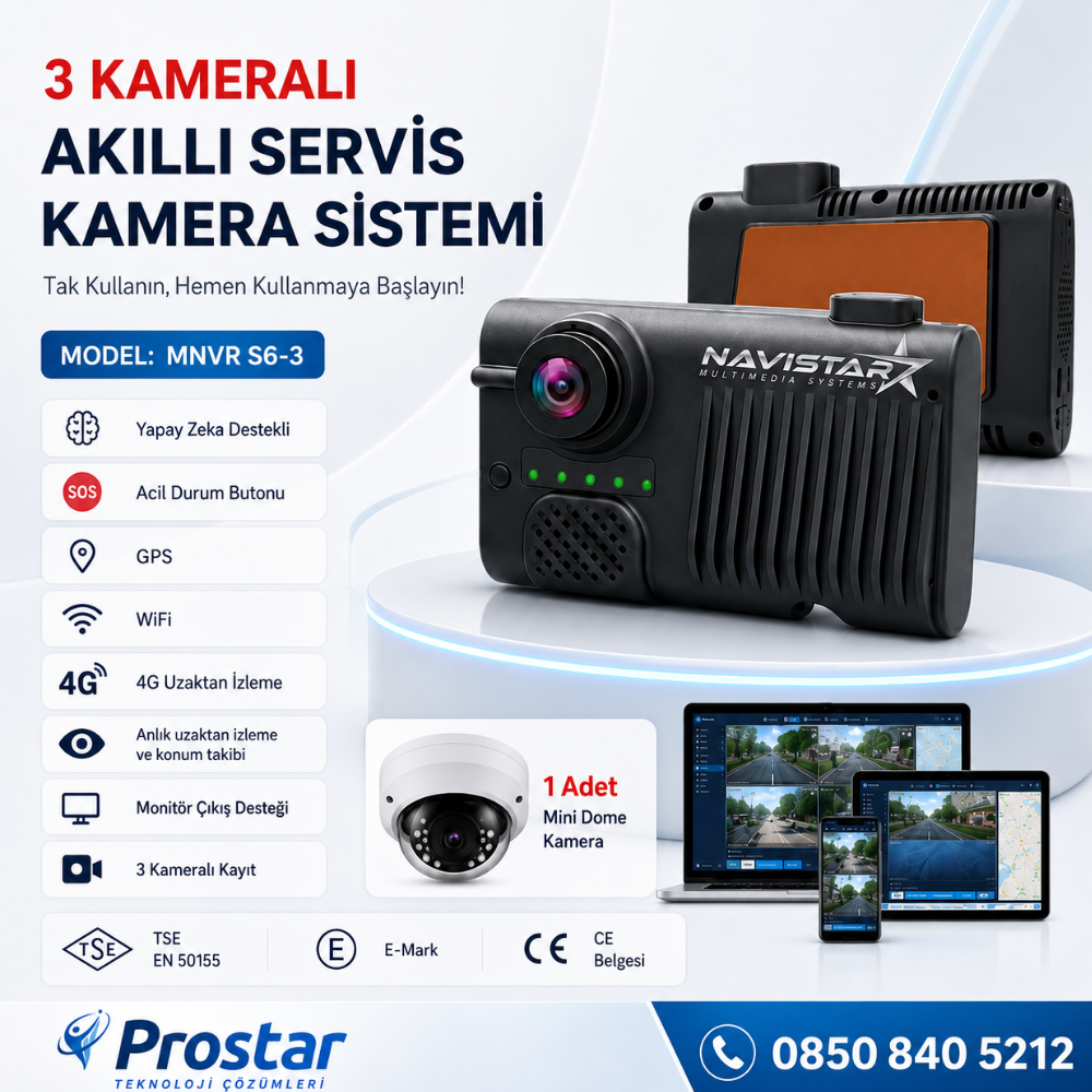 3 Kameralı Monitör Çıkışlı 4G GPS WIFI Acil Durum butonu dahil Pratik Montaj Kamera Seti