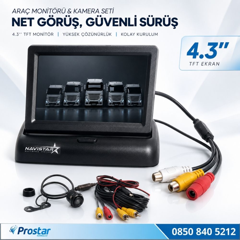 4.5 Inç Tft Lcd Araç Monitör Ekran + 1 Adet Geri Görüş Kamerası Dahil Set