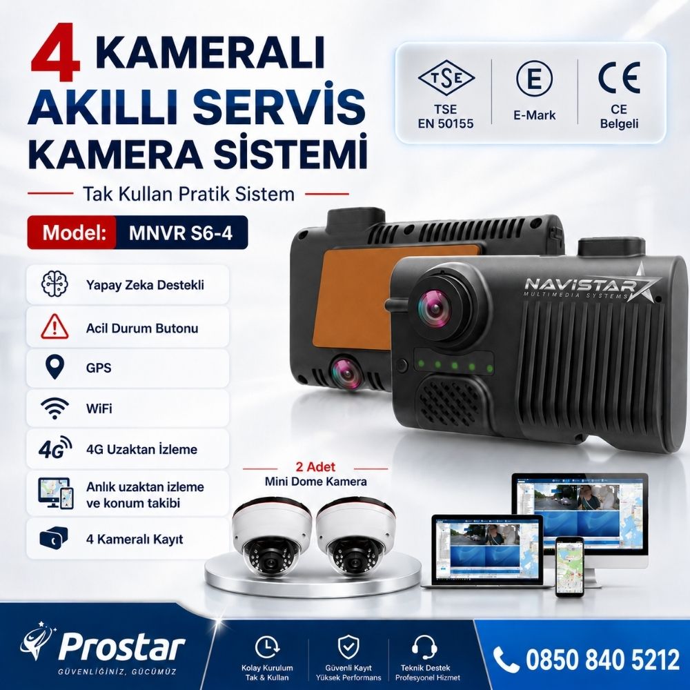 4 Kameralı 4G GPS Wifi Acil Durum butonu dahil Pratik Montaj Kamera Seti