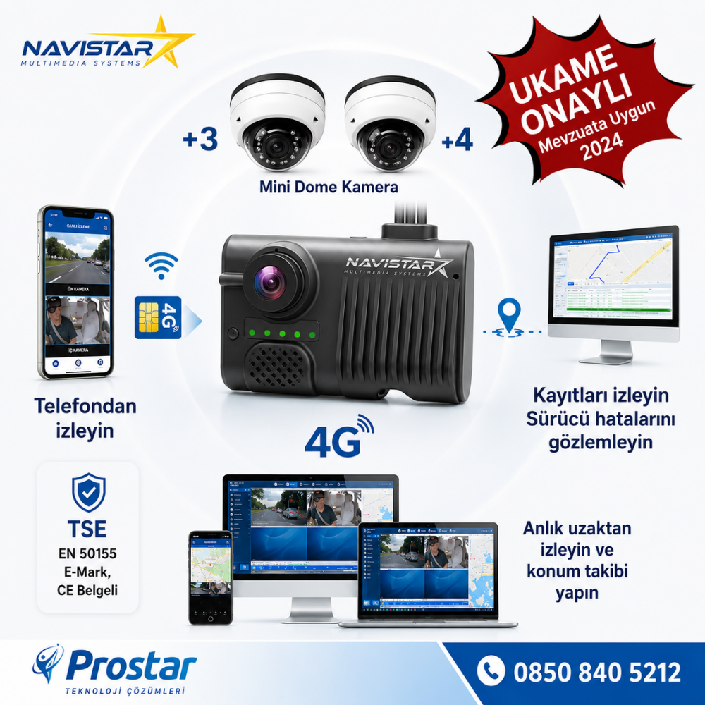 4 Kameralı 4G GPS Wifi Acil Durum butonu dahil Pratik Montaj Kamera Seti