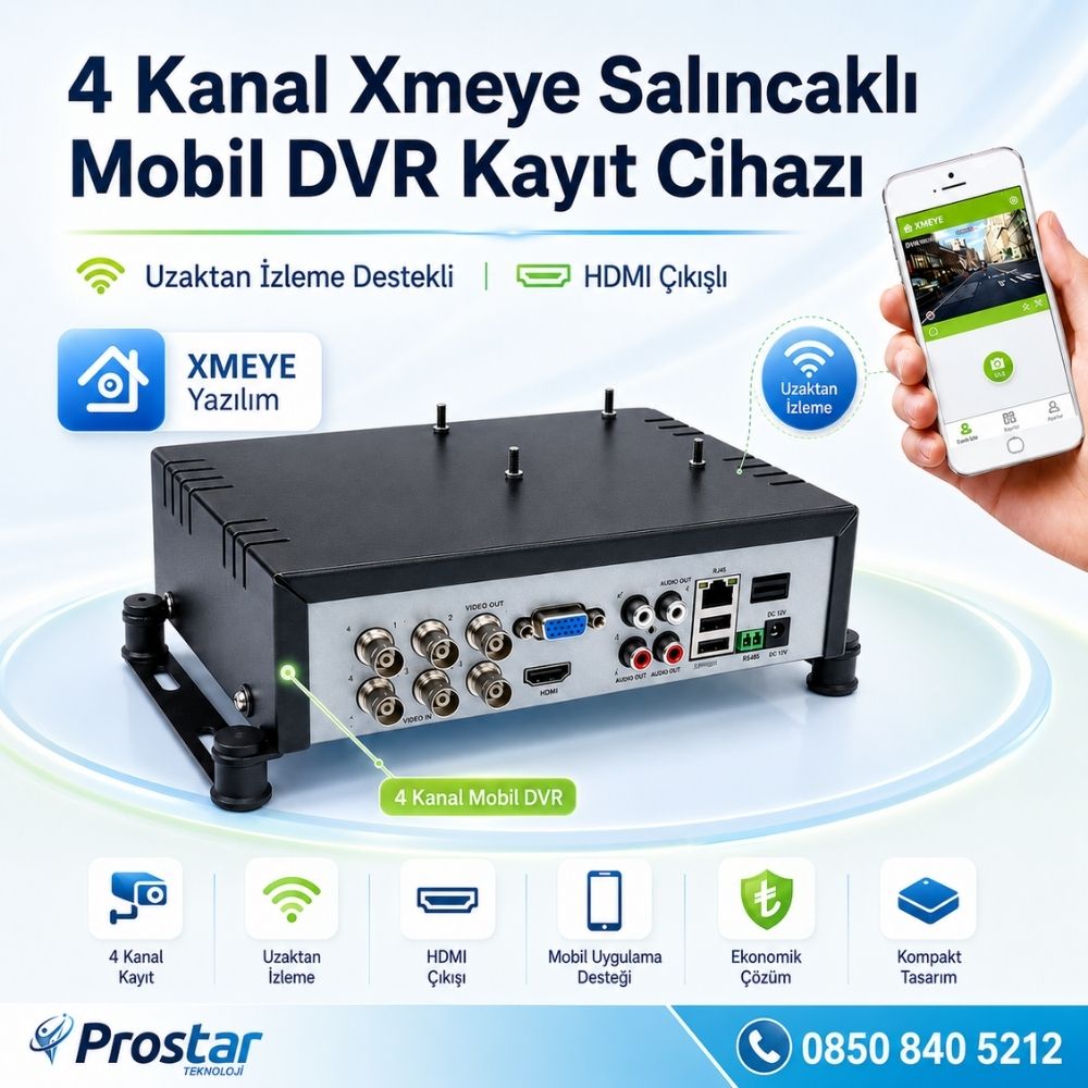 4 Kanal Mobil Dvr Kayıt Cihazı Uzaktan İzleme Destekli Hdmi girişli