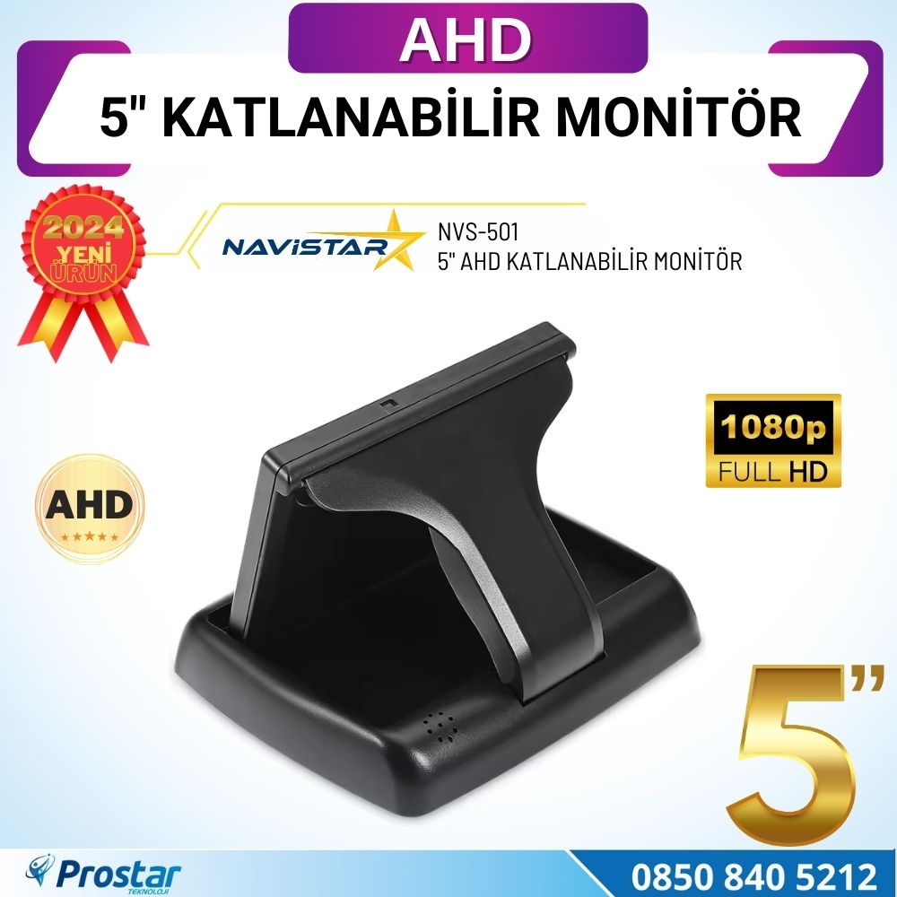 5" AHD Katlanabilir Monitör 1080P/720P/Analog destekli