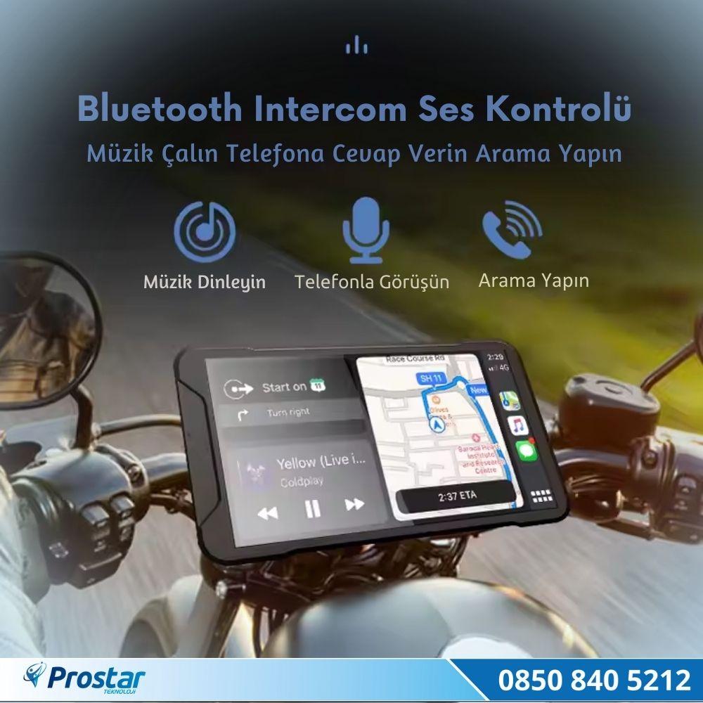 5 inç Carplay Motosiklet Kamera Seti 2K 1440P 2 Kameralı Wifi Bluetooth Lastik Basınç göstergeli