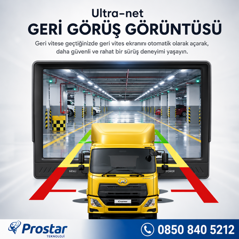 9 inç Geniş Ekran Kayıtlı 1080P Full HD 2 Kameralı Araç Güvenlik ve Geri Görüş Seti (12-24V)