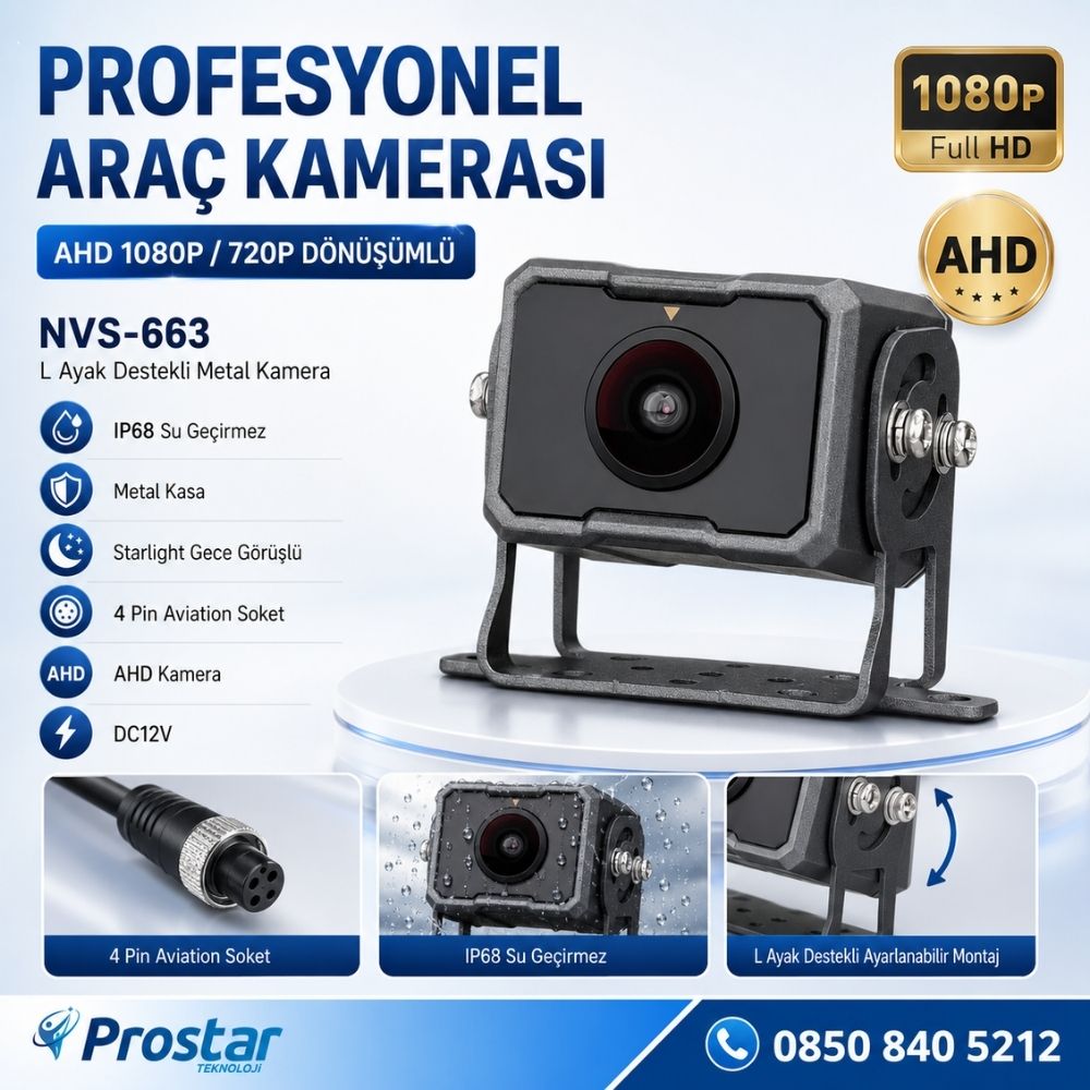 AHD 1080P/720P Uyumlu Metal Kasa 4 Pin Aviation Soket Starlight Araç Kamerası