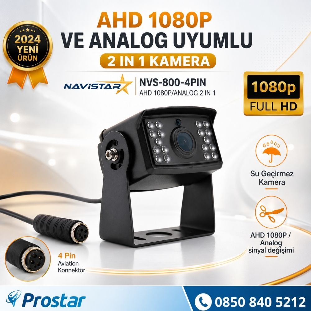 AHD 1080P ve Analog Pal Çevirilebilir 4 Pin Gece Görüşlü Metal Ayaklı Full HD Kamera