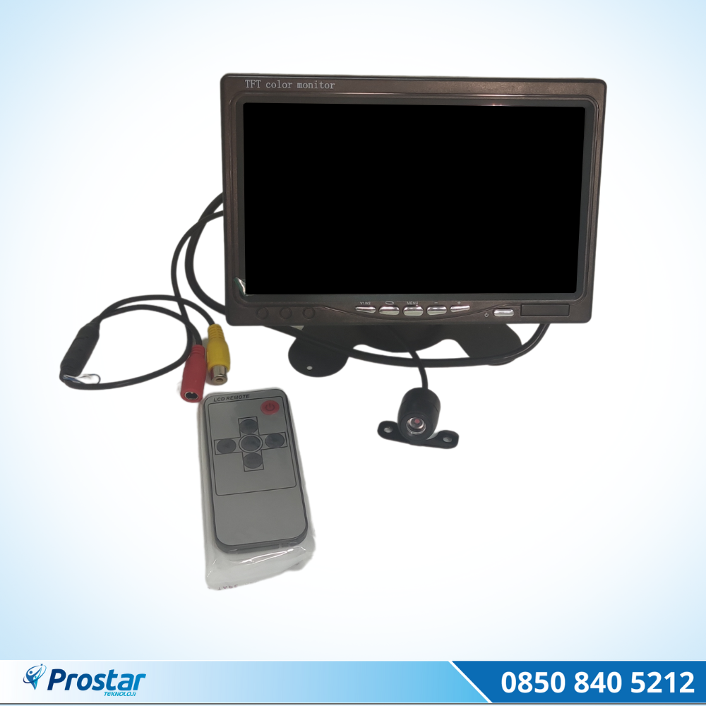 Araç Monitörü 7 Inç Lcd Tft Ekran + 1 Adet Geri Görüş Kamerası Hediye Kelebek Ve Tampon Uyumlu