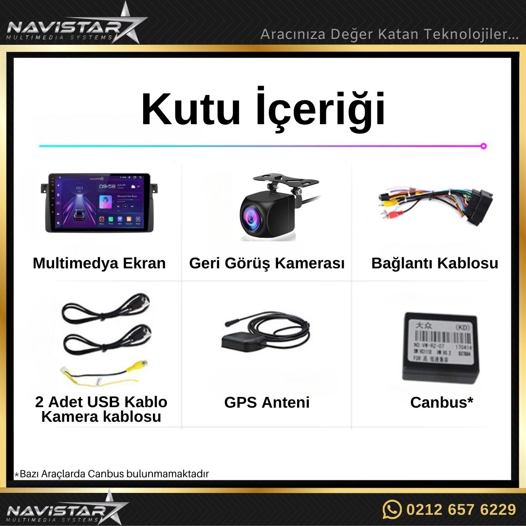 Bmw E46 1998-2006 Model 2GB + 64GB Android 13 Kablosuz Carplay Navigasyon Multimedya Sistemi
