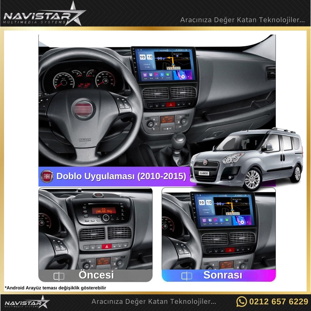 Fiat Doblo 2010-2015 Model 2GB + 64GB Android 13 Kablosuz Carplay Navigasyon Multimedya Sistemi