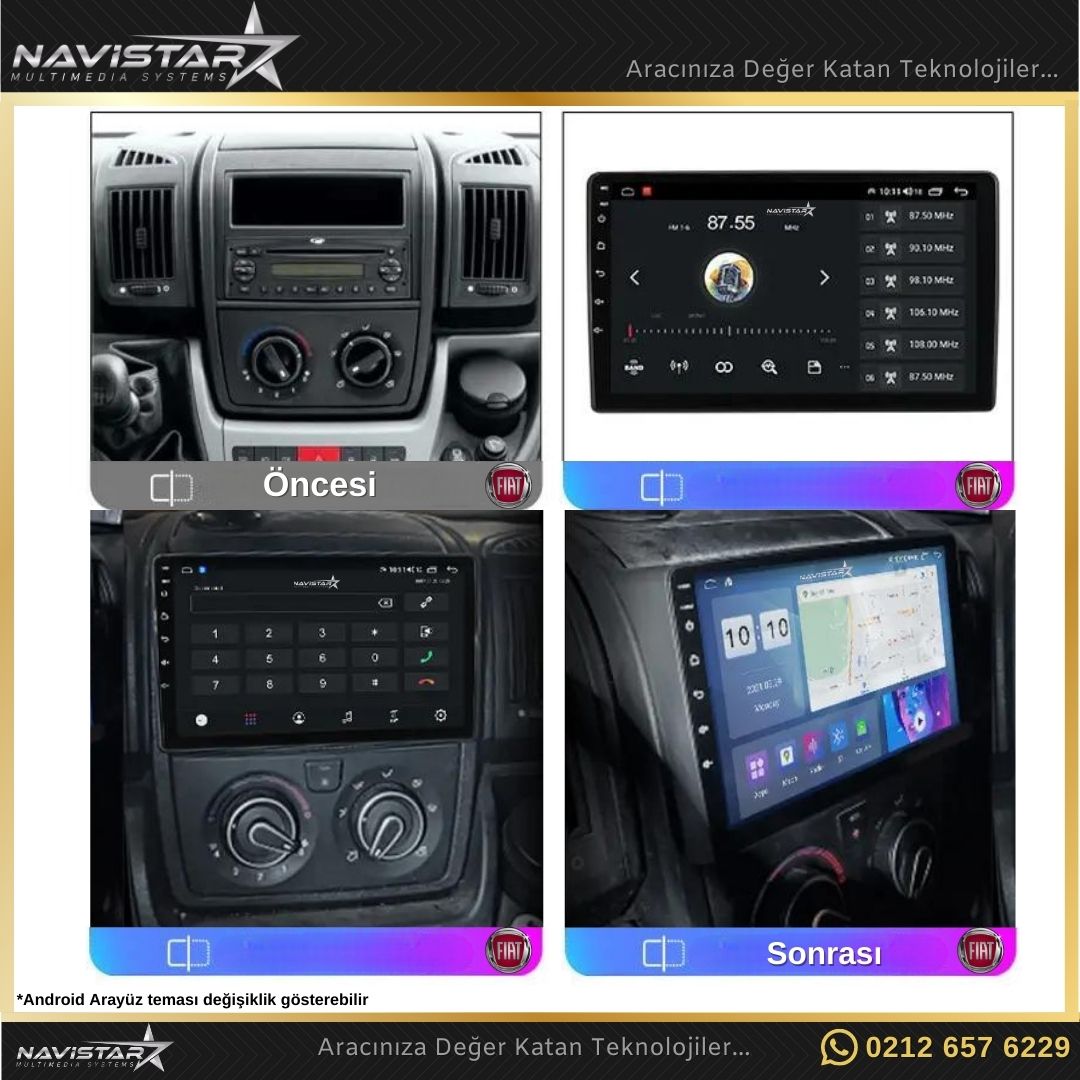 Fiat Ducato 2006-2016 Model 2GB + 64GB Android 13 Kablosuz Carplay Navigasyon Multimedya Sistemi