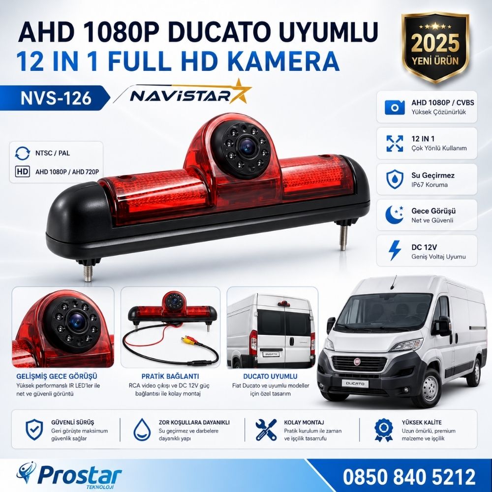 Fiat Ducato Peugeot Boxer ve Citroen Jumper için Profesyonel Geri görüş Kamerası