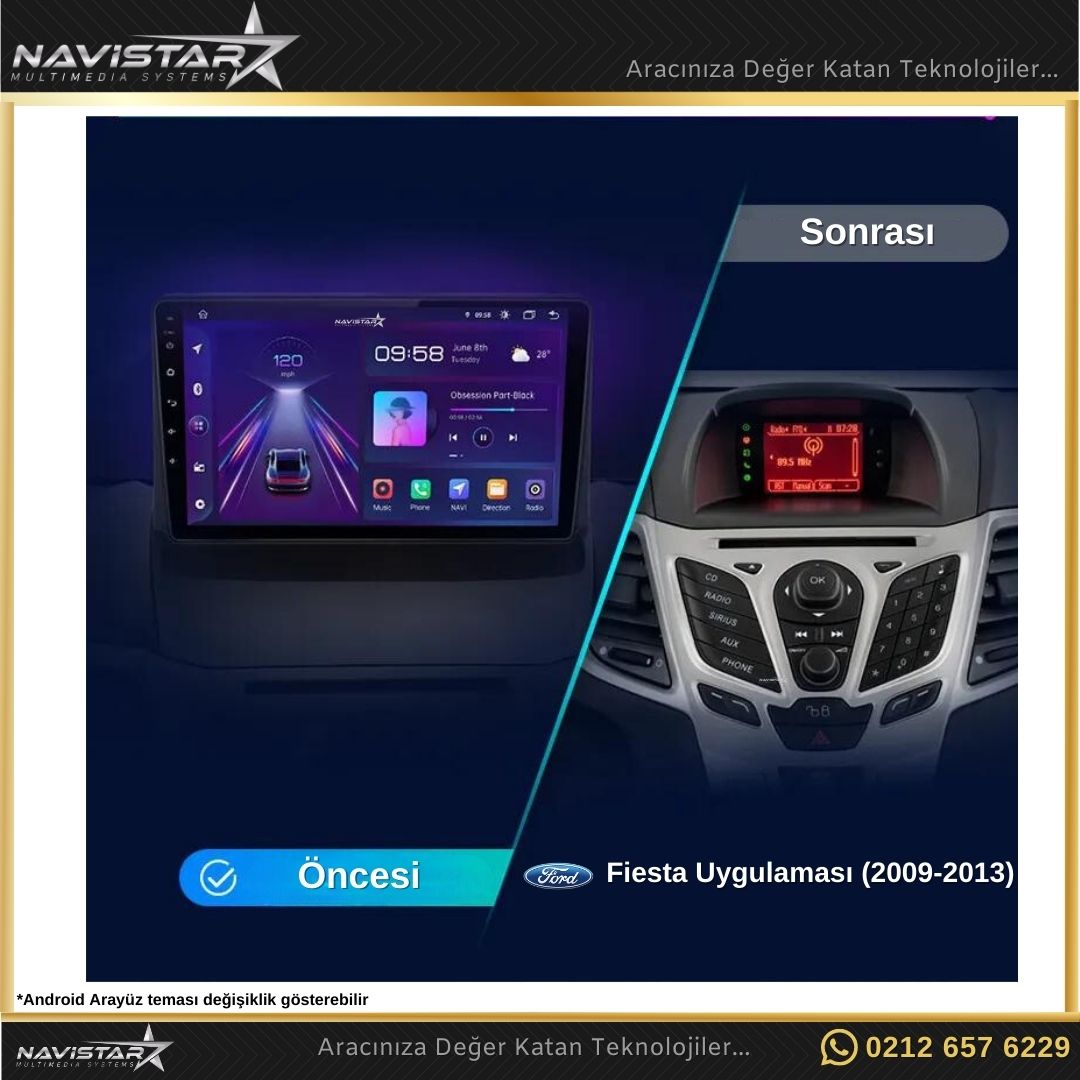 Ford Fiesta 2009-2013 Model 2GB + 64GB Android 13 Kablosuz Carplay Navigasyon Multimedya Sistemi