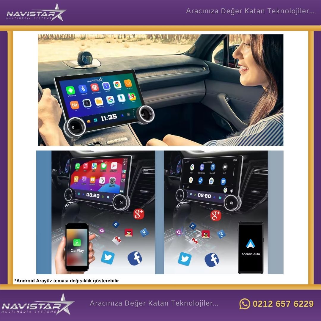 Ford Focus 34 DUAL KNOB 10" Kablosuz Carplay 4GB + 64GB Android 13 2011-2015 Navigasyon Multimedya Sistemi