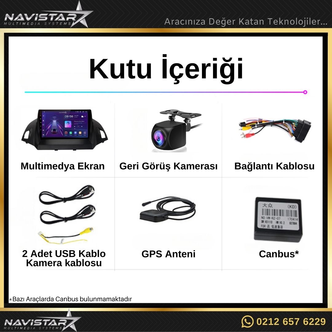 Ford Kuga 4GB + 64GB Android 13 Kablosuz Carplay 2013-2018 Navigasyon Multimedya Sistemi
