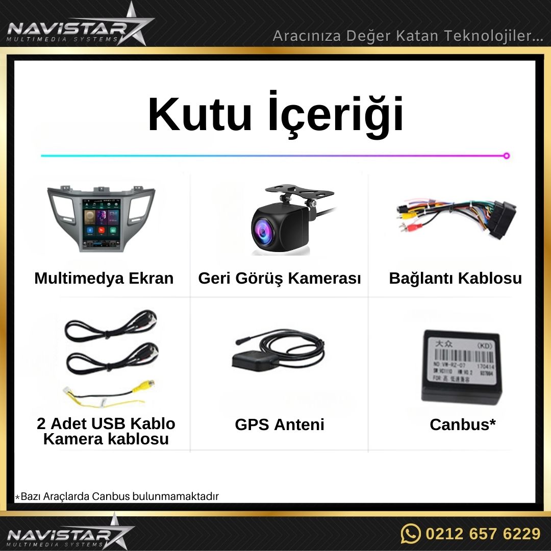 Hyundai Tucson Tesla 4GB + 64GB 2016-2018 Model Kablosuz Carplay Navigasyon Qled Multimedya Sistemi