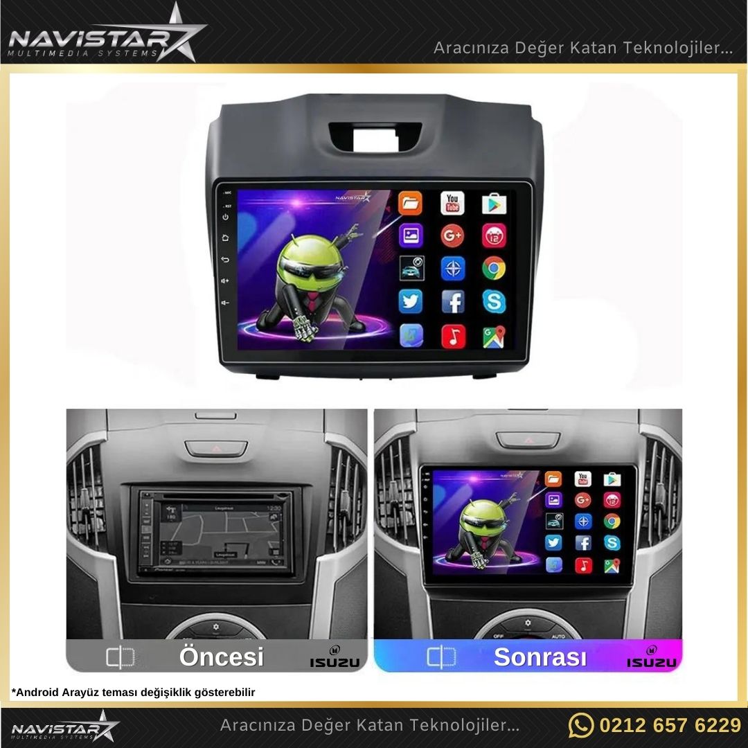 Isuzu DMax 2012-2014 Model 2GB + 64GB Android 13 Kablosuz Carplay Navigasyon Multimedya Sistemi