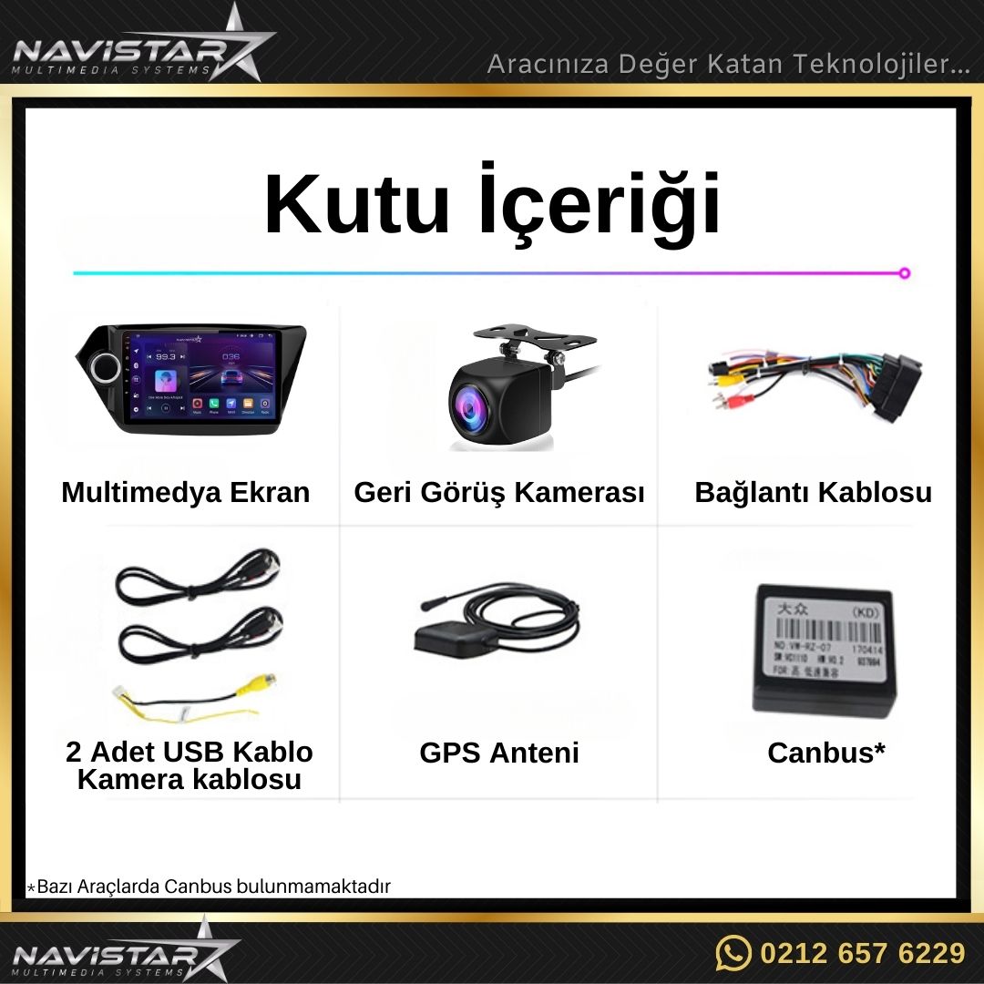 Kia Rio 2011-2016 Model 2+64GB Android 13 Kablosuz Carplay Navigasyon Multimedya Sistemi