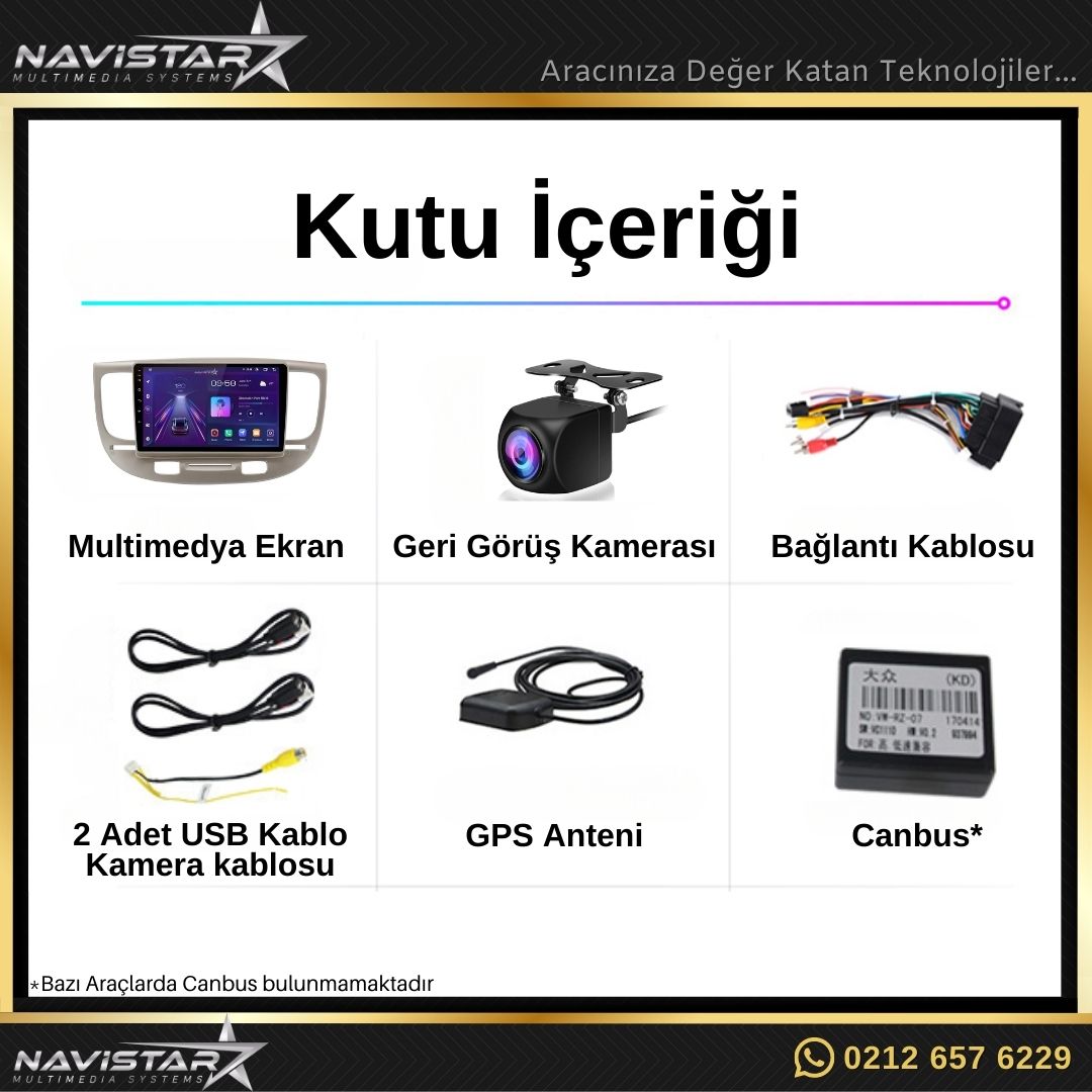 Kia Rio2 2005-2011 Model 2+64GB Android 13 Kablosuz Carplay Navigasyon Multimedya Sistemi