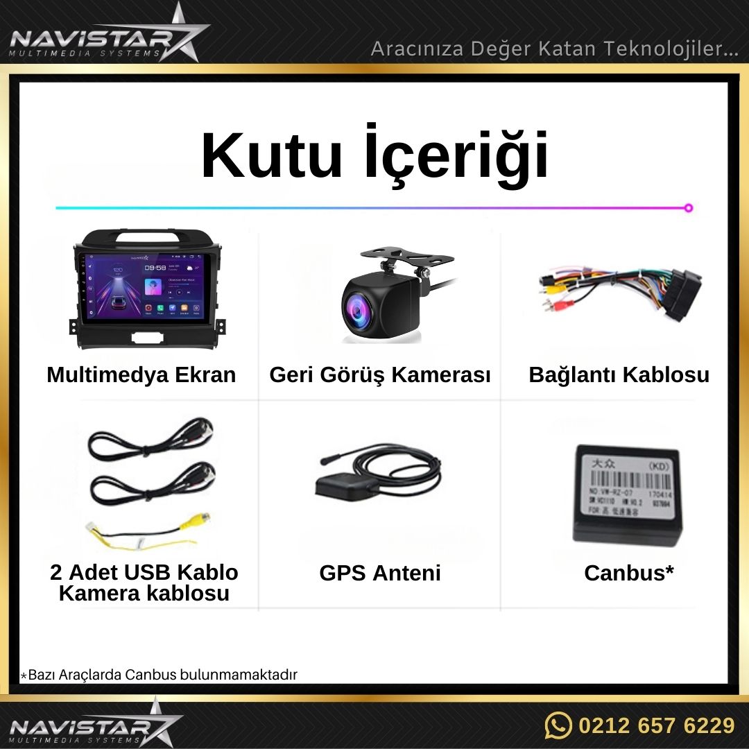 Kia Sportage 2+64GB Kablosuz Carplay 2010-2016 Android 13 Navigasyon Multimedya Sistemi