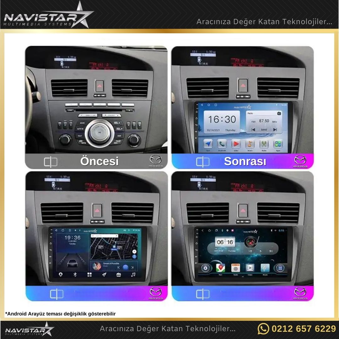 Mazda3 2010-2012 Model 2GB + 64GB Android 13 Kablosuz Carplay Navigasyon Multimedya Sistemi