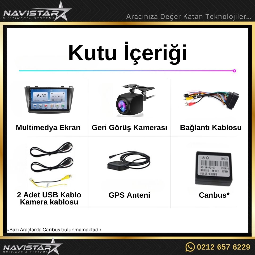 Mazda3 2010-2012 Model 2GB + 64GB Android 13 Kablosuz Carplay Navigasyon Multimedya Sistemi