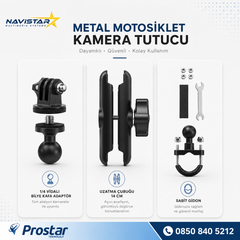 Metal Motosiklet Monitör Ve Kamera Bağlantı Aparatı