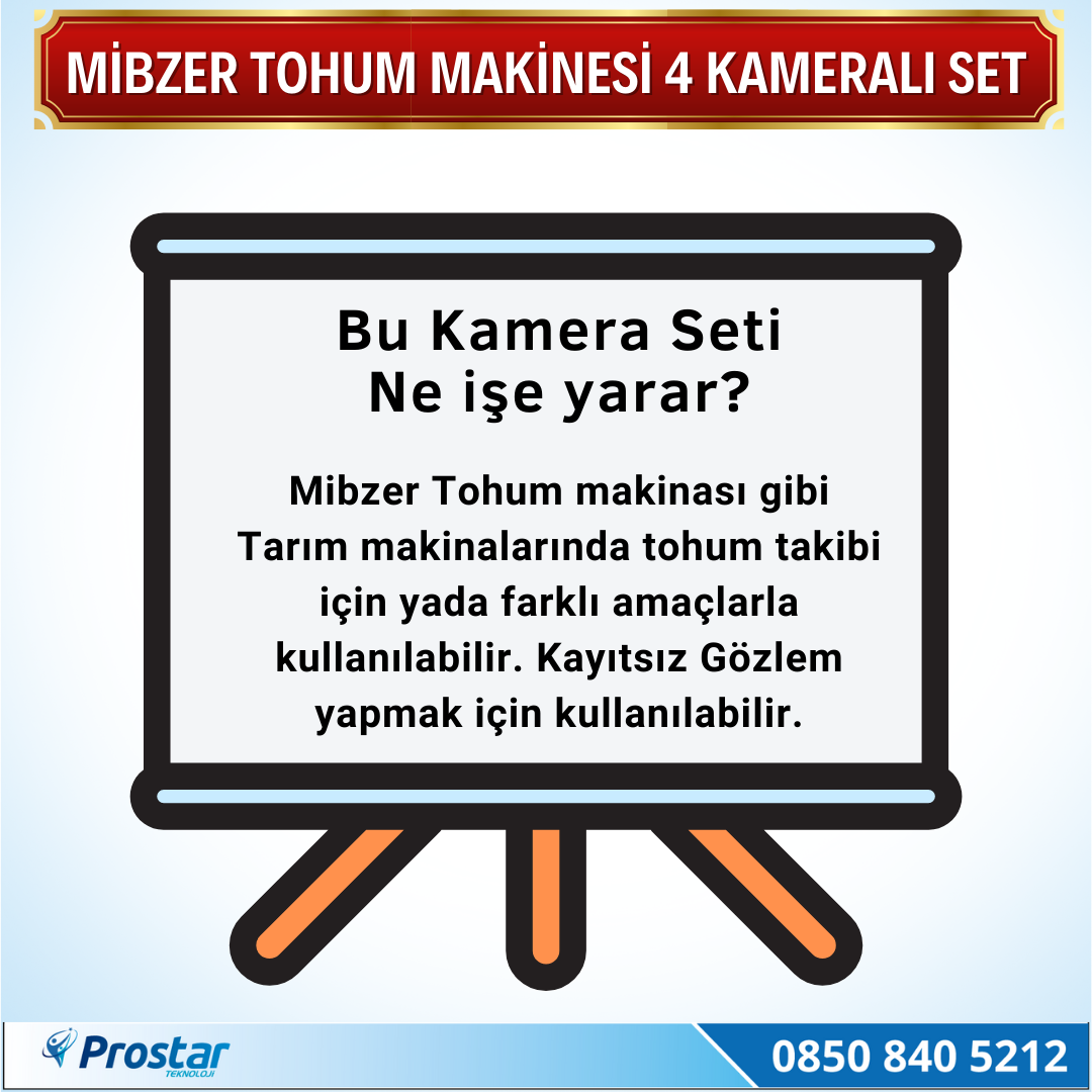 Mibzer Havalı Tohum Makinesi 4 Kameralı 7 Inç Monitörlü Araç Seti