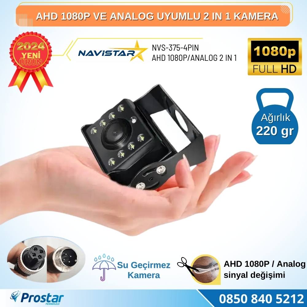 Mini Kamera AHD 1080P ve Analog Pal Çevirilebilir Gece Görüşlü Metal Ayaklı Full HD Kamera