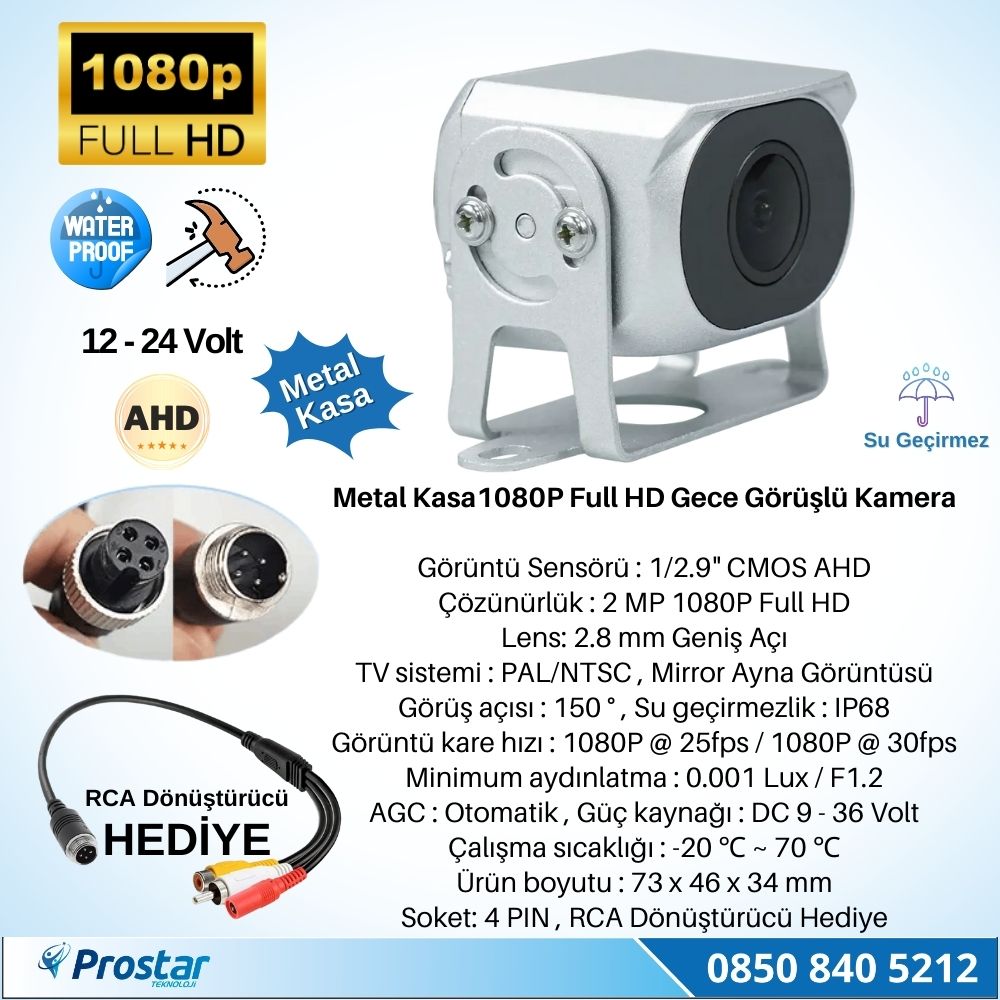 Navistar Ahd 1080P Full Hd 4Pin Starlight Gece Görüşlü Geri Görüş Kamerası