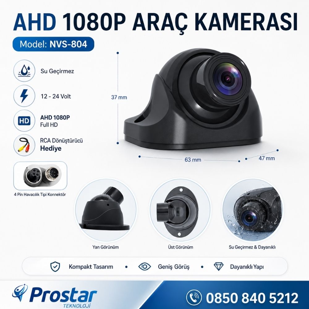Navistar Ahd 1080P Full Hd Ayarlanabilir 4 Pin Starlight Gece Görüşlü Geri Görüş Kamerası — kod 3123