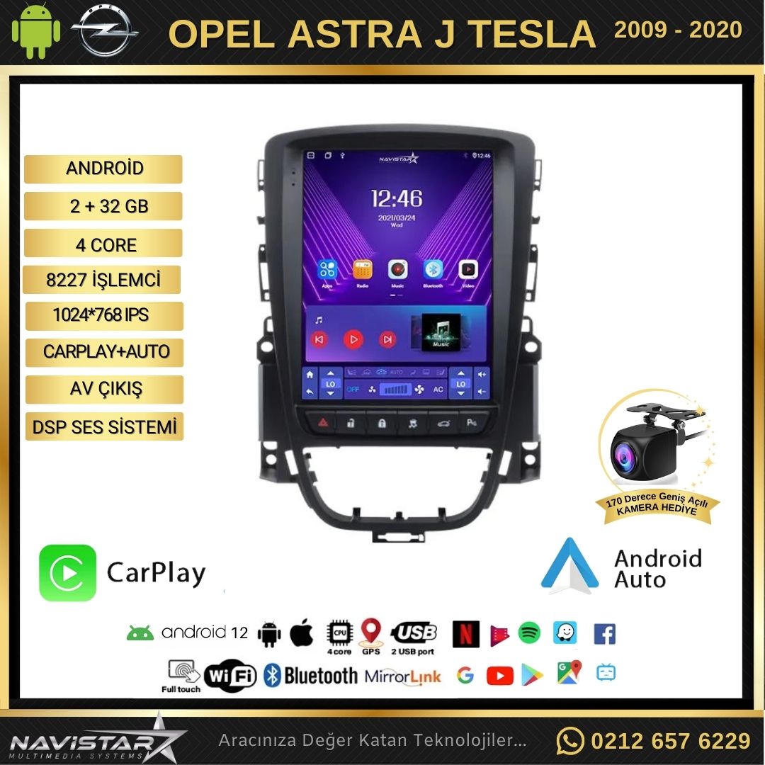 Opel Astra J Tesla Androi̇d Multi̇medya Ekran