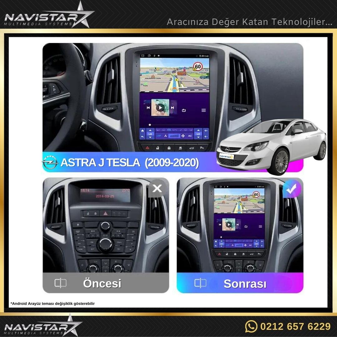 Opel Astra J Tesla Androi̇d Multi̇medya Ekran