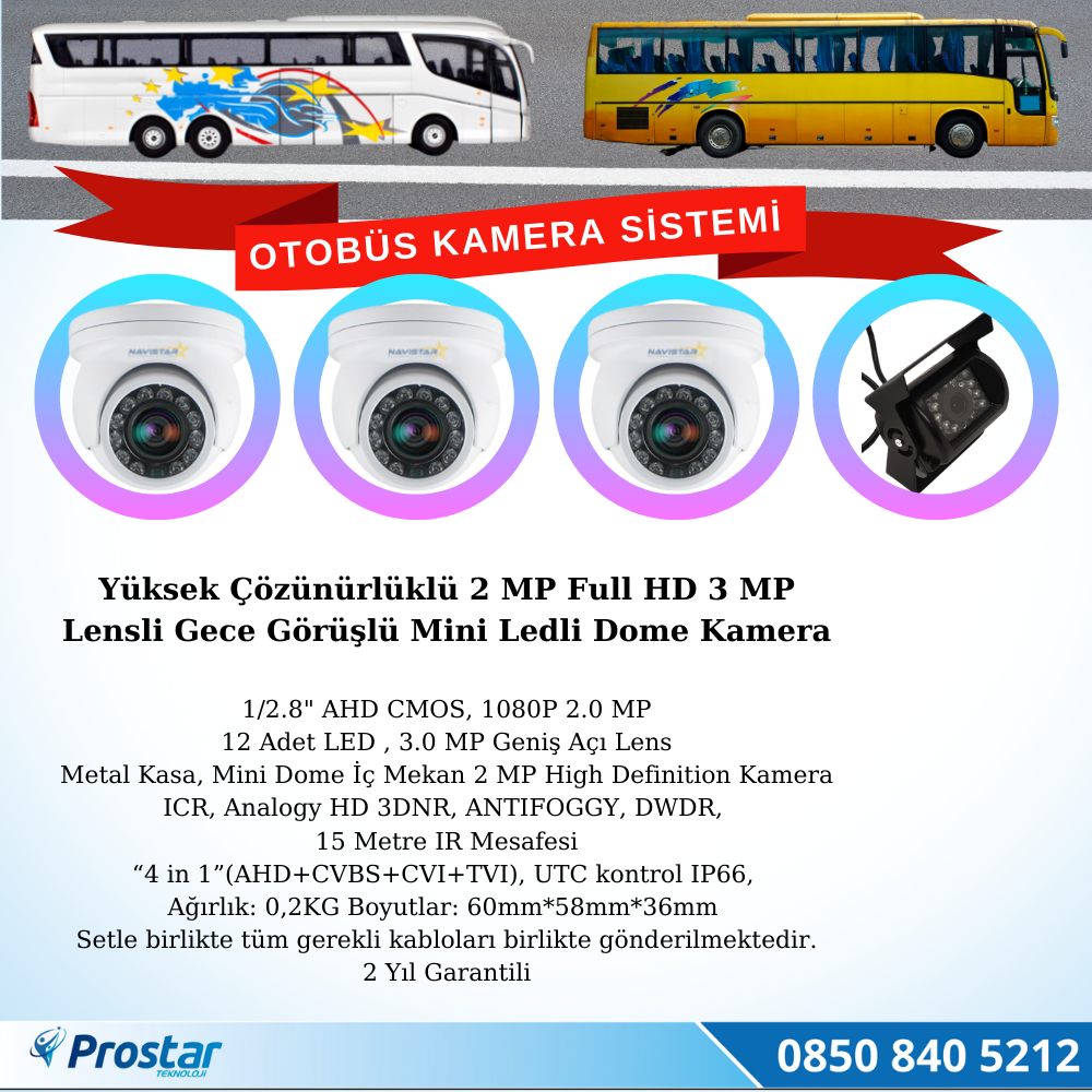 Otobüsler Için Kayıtlı 4 Kameralı 320 Gb Harddiskli Kamera Seti