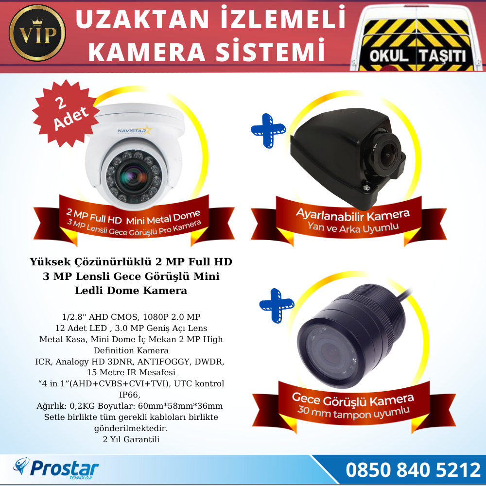 Profesyonel Servis Araç Kamera Seti 4 Kameralı Kayıtlı 1 Tb Harddiskli Tak Kullan Set