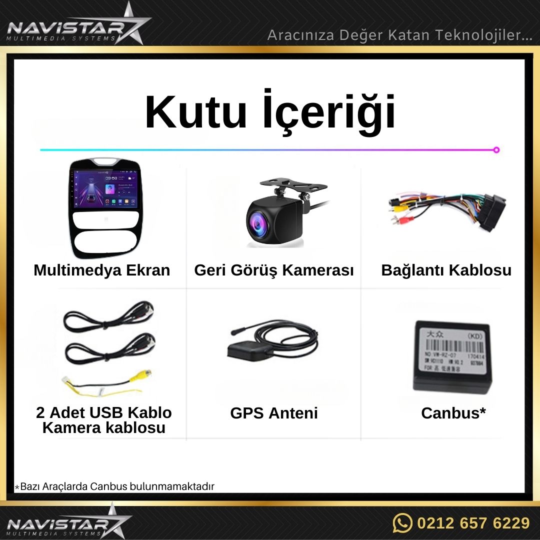 Renault Clio 4 Kablosuz Carplay 2+64GB Android 13 Navigasyon Multimedya Sistemi 2016-2019