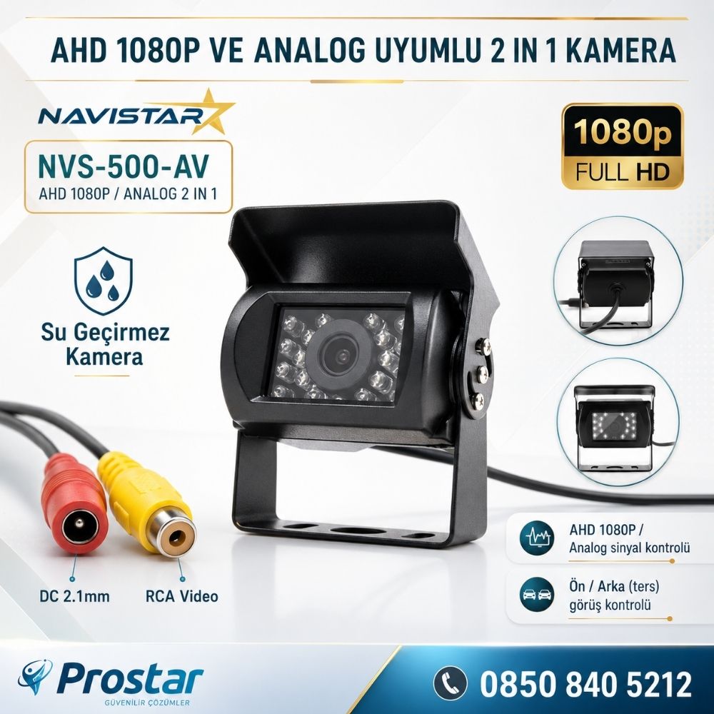Şapkalı AHD 1080P ve Analog Pal Çevirilebilir Gece Görüşlü AV girişli Metal Ayaklı Full HD Kamera