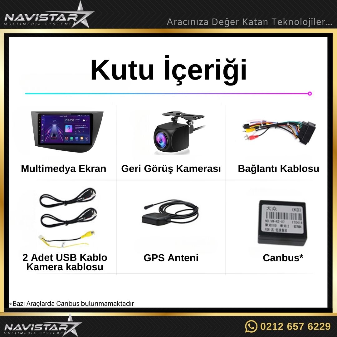 Seat Leon 2005-2012 Model 2GB + 64GB Android 13 Kablosuz Carplay Navigasyon Multimedya Sistemi