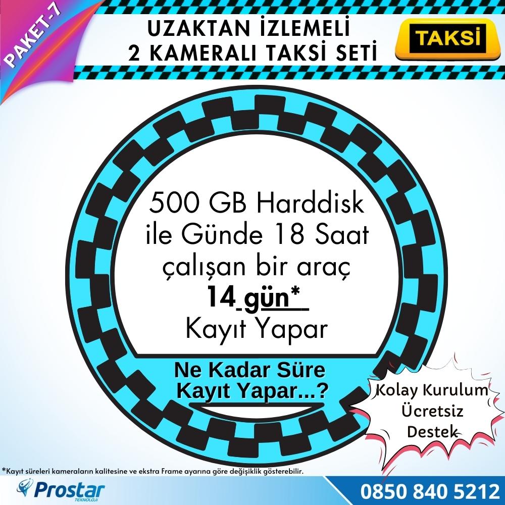 Taksi Kamera Seti 7 Uzaktan Izlemeli 2 Kameralı Wifi 4G 500 Gb Harddisk Dahil