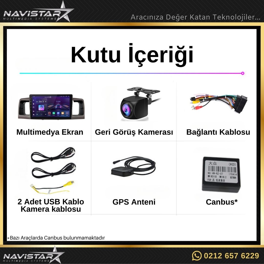 Toyota Corolla 2000-2004 Model 4GB + 64GB Android 13 Kablosuz Carplay Navigasyon Multimedya Sistemi