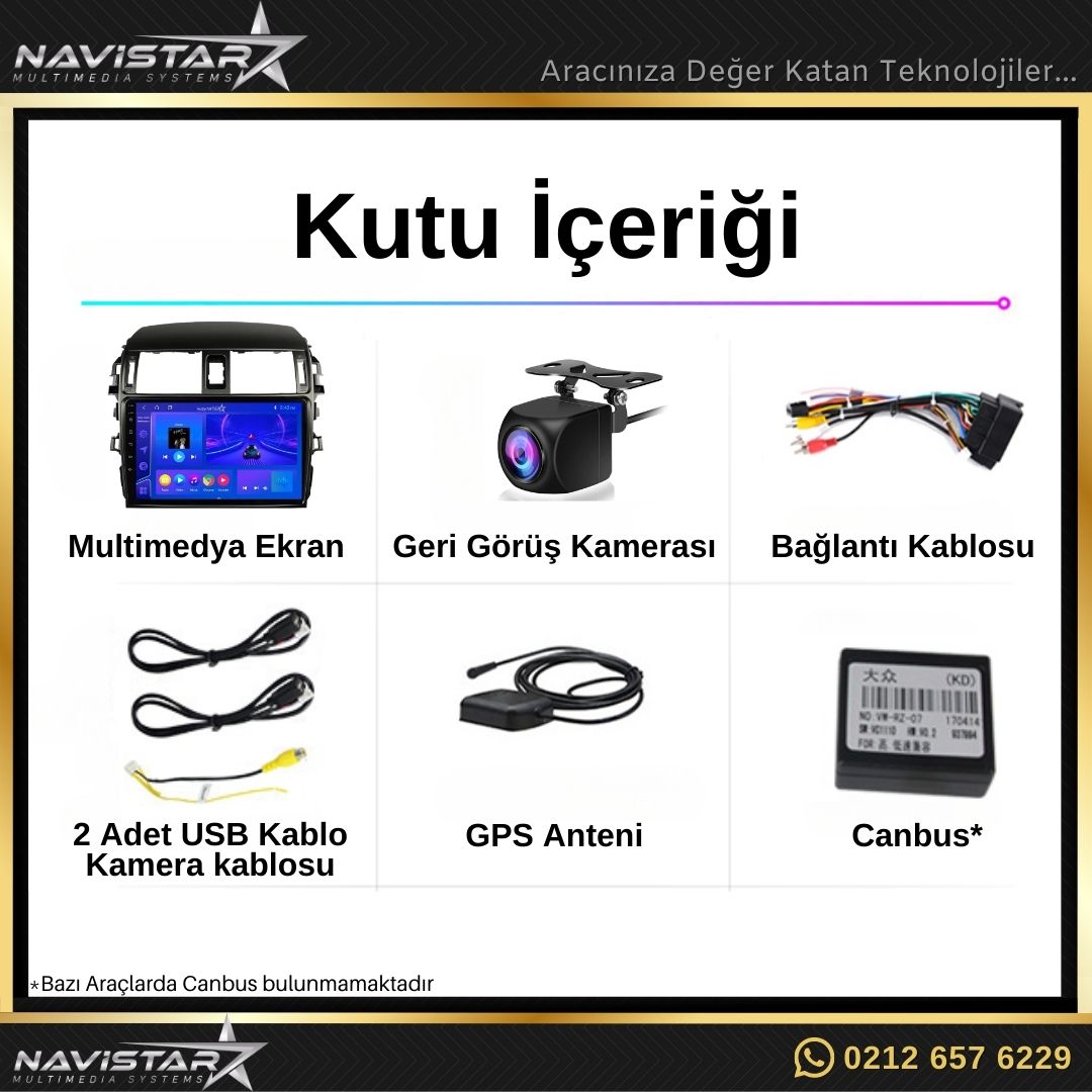 Toyota Corolla 2008-2012 Model 2+64GB Android 13 Kablosuz Carplay Navigasyon Multimedya Sistemi