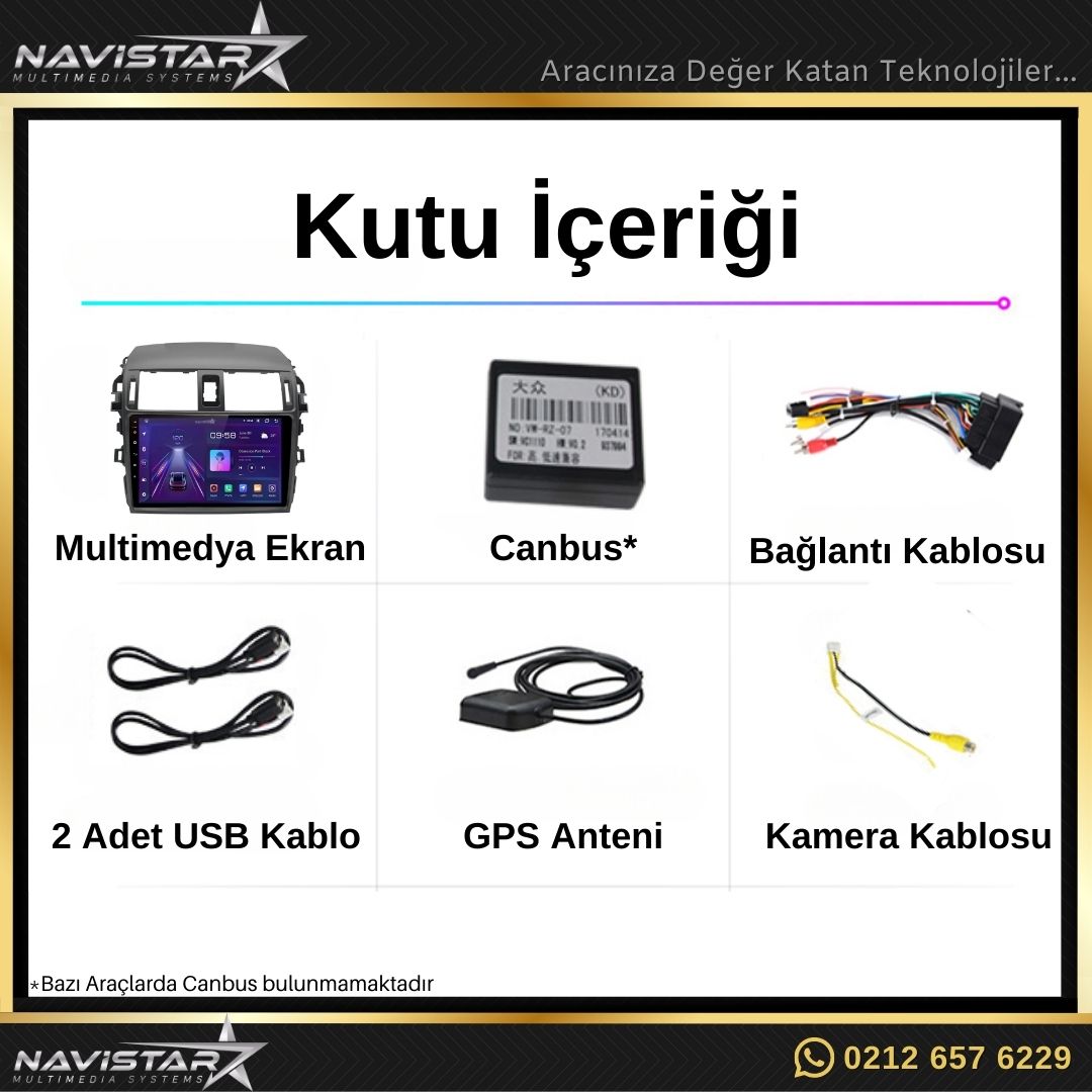 Toyota Corolla Kablosuz Carplay 2+64GB Android 13 Navigasyon Multimedya Sistemi