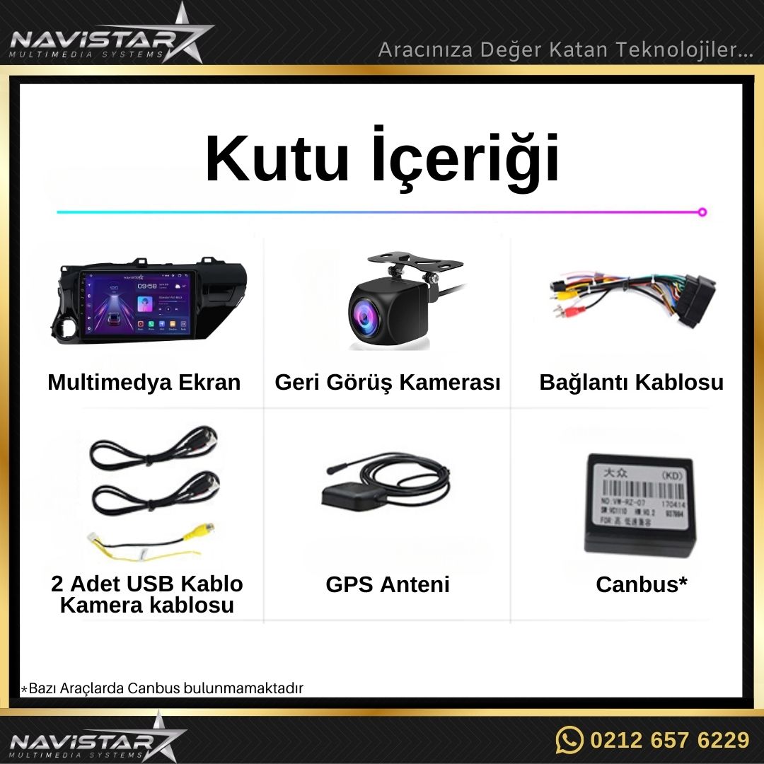 Toyota Hilux 2015-2020 Model 4GB + 64GB Android 13 Kablosuz Carplay Navigasyon Multimedya Sistemi