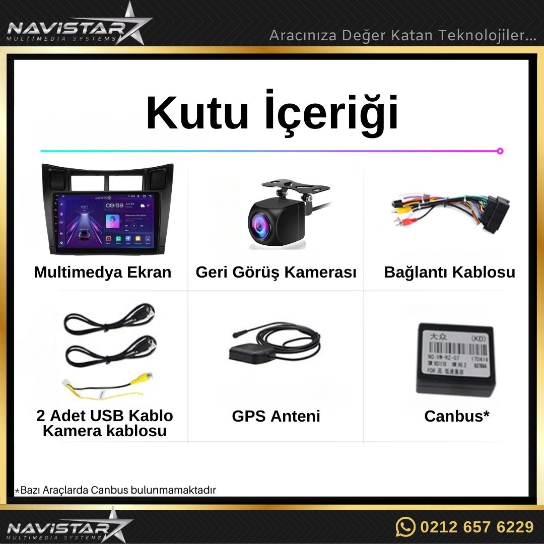 Toyota Yaris 2005-2012 Model 4GB + 64GB Android 13 Kablosuz Carplay Navigasyon Multimedya Sistemi