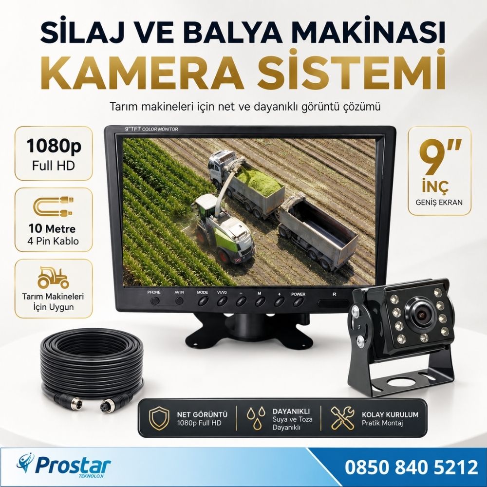 Traktör Balya Silaj Makinası Kamera Sistemi AHD 1080P Full HD Tak Kullan Pratik