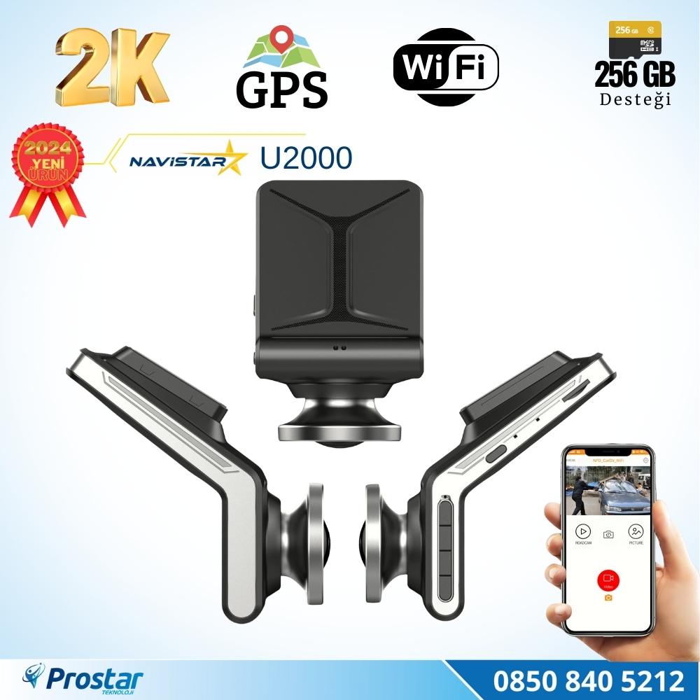 U2000 Wifi + GPS 1440P 170° Geniş Açı Gece Görüşlü Akıllı Araç içi Kamera