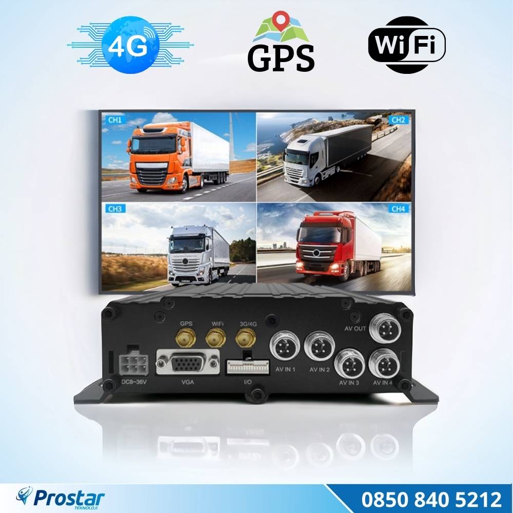 Uzaktan izlemeli 4 Kanal 1080P GPS 4G WIFI B6204 Profesyonel HDD/SD Mobil DVR Kayıt Cihazı