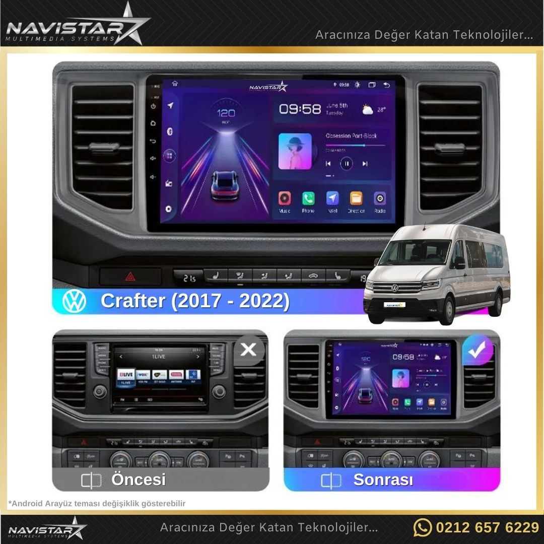 Volkswagen Crafter 2+64GB Android 13 Kablosuz Carplay 2017-2022 Navigasyon Multimedya Sistemi