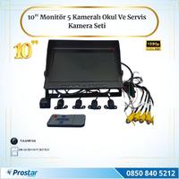10" Monitör Beş Kameralı 720p Kayıtlı Servis ve Okul Taşıt Kamera Seti 
