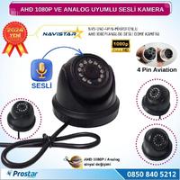 Mikrofonlu AHD 1080P ve Analog Pal Çevrilebilir 4 Pin Plastik Dome Araç Kamerası