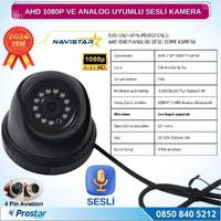 Mikrofonlu AHD 1080P ve Analog Pal Çevrilebilir 4 Pin Plastik Dome Araç Kamerası